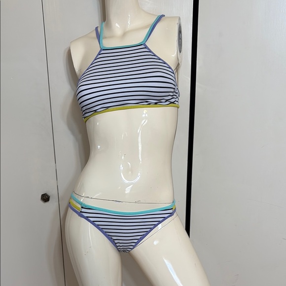 Victoria's Secret Other - Victoria's Secret Striped Bikini Athletic Top & Strappy Cheeky Bottom